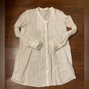 Eileen Fisher Organic Irish Linen Long Shirt Size S